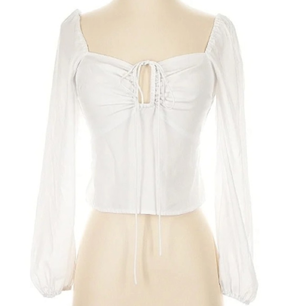 Abercrombie & Fitch White Puff Sleeve Blouse
